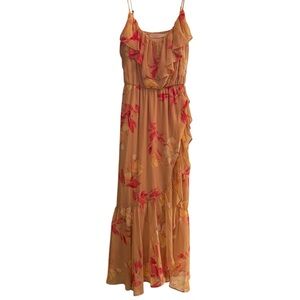 Lush Floral Maxi Dress - nude blush